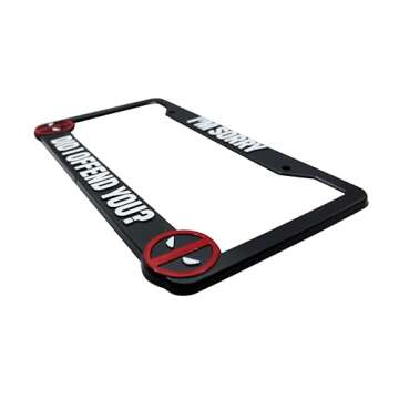 LP Frameworks Did I Offend You? for Deadpool 3D Raised License Plate Frame | 1 Pack Character License Plate Cover | Universal US Car License Plate Holder | Auto Accessories (Car, Truck and SUV)