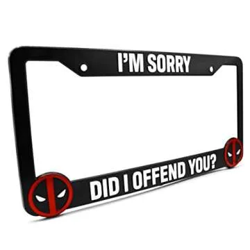 LP Frameworks Did I Offend You? for Deadpool 3D Raised License Plate Frame | 1 Pack Character License Plate Cover | Universal US Car License Plate Holder | Auto Accessories (Car, Truck and SUV)