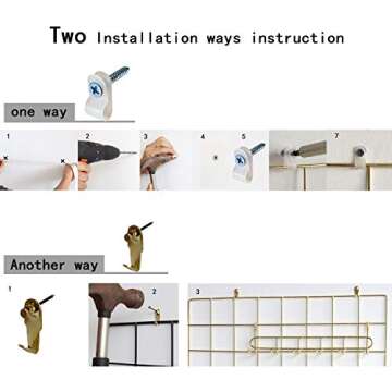 FRIADE Wall Grid Panel for Photo Display,Wall Storage Organizer ,5 Metal Clips & 3 S Hooks & 4 Nails & 4 Plastic Hanging Buckles and 4 Screws Offered,Size 17.5" x 11.8",2 Pack(Rose Gold)