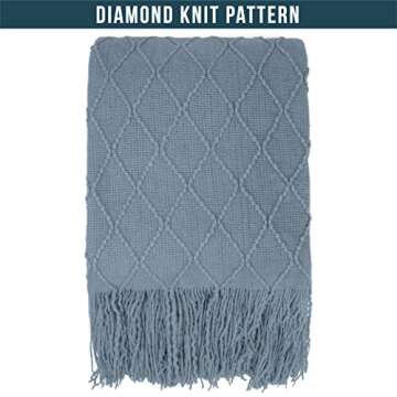 Buy PAVILIA Dusty Blue Knit Throw Blanket for Cozy Comfort