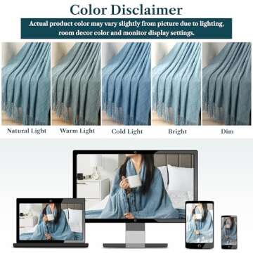 Buy PAVILIA Dusty Blue Knit Throw Blanket for Cozy Comfort