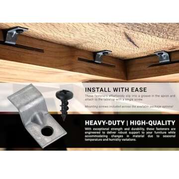 96 Pack Rok Hardware 14 Gauge Table Top Fasteners with Screws, Steel Z Clip Tabletop Connectors, ROKSTBFAST