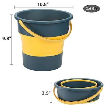 Noamus 3 Pack Collapsible Plastic Bucket, 2.6 Gallon/10L Foldable Round Tub with Handle, Folding Por...