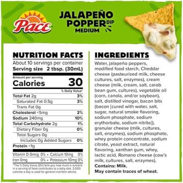 Pace Jalapeno Popper Cheese Dip – Creamy & Spicy 11 oz