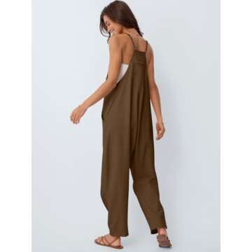 AUTOMET Jumpsuits for Women Casual Summer Outfits Rompers Comfy Beach Vacation Trendy Overalls Jumpers Fashion Clothes 2025 CoffeeBrown S