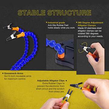 Fstop Labs Third Hand Soldering PCB Holder Tool with Six Arms and Wire Cutter
