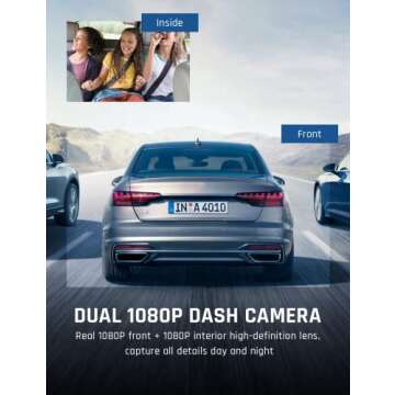 FOCUWAY Dual Dash Cam 1080P Front Inside with Night Vision
