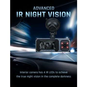 FOCUWAY Dual Dash Cam 1080P Front Inside with Night Vision