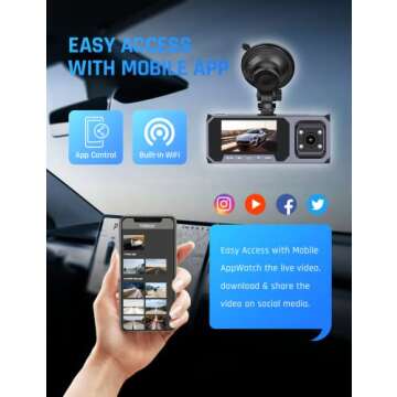 FOCUWAY Dual Dash Cam 1080P Front Inside with Night Vision