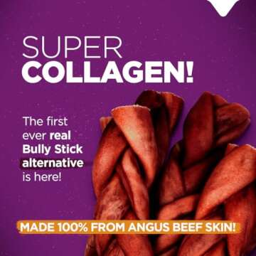 Natural Farm Odor-Free Super Braided Collagen Dog Chews (6-Inch, 5-Pack) First Ever Real Bull Sticks...