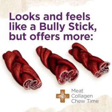 Natural Farm Odor-Free Super Braided Collagen Dog Chews (6-Inch, 5-Pack) First Ever Real Bull Sticks Alternative, 100% Natural Angus Hide Collagen Treats- More Protein More Chew Time for All Dogs