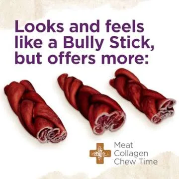 Natural Farm Odor-Free Super Braided Collagen Dog Chews (6-Inch, 5-Pack) First Ever Real Bull Sticks Alternative, 100% Natural Angus Hide Collagen Treats- More Protein More Chew Time for All Dogs