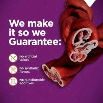 Natural Farm Odor-Free Super Braided Collagen Dog Chews (6-Inch, 5-Pack) First Ever Real Bull Sticks Alternative, 100% Natural Angus Hide Collagen Treats- More Protein More Chew Time for All Dogs