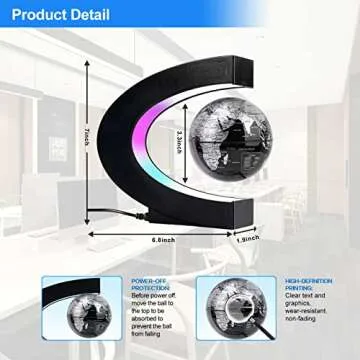 Flagest Magnetic Levitation Floating Globe, Levitating C Shape Globe with LED Lights for Education H...