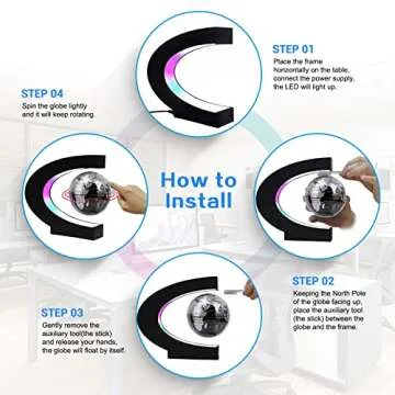 Flagest Magnetic Levitation Floating Globe, Levitating C Shape Globe with LED Lights for Education Home Office Desk Decor, Birthday Holiday Anniversary Creative Item(3.3 Inches Globe)