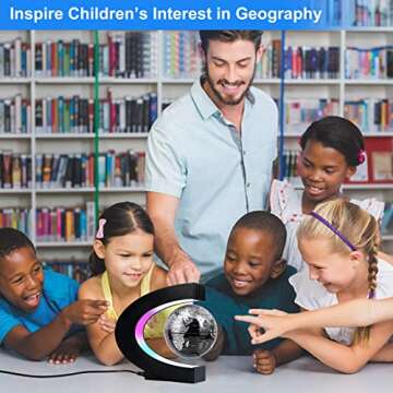 Flagest Magnetic Levitation Floating Globe, Levitating C Shape Globe with LED Lights for Education Home Office Desk Decor, Birthday Holiday Anniversary Creative Item(3.3 Inches Globe)