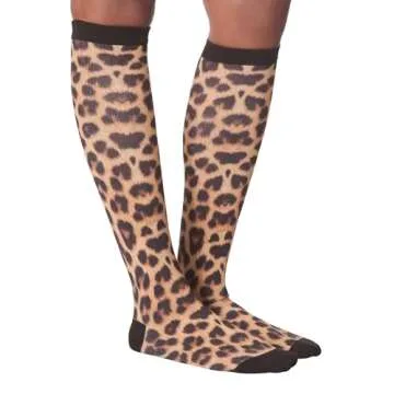 K. Bell Socks Women's Fun & Cute Patterns and Design Novelty Fashion Crew Socks, Leopard (Brown), Shoe Size: 4-10