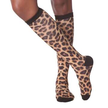 K. Bell Socks Women's Fun & Cute Patterns and Design Novelty Fashion Crew Socks, Leopard (Brown), Shoe Size: 4-10