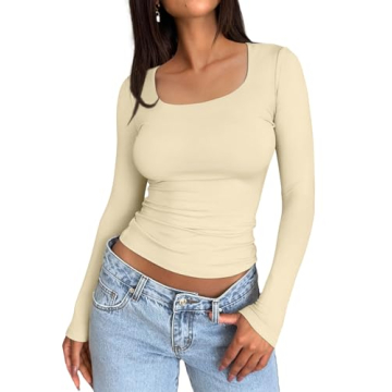 Trendy Queen Women's Slim Fit Long Sleeve Crop Tops - Y2K Style 2024