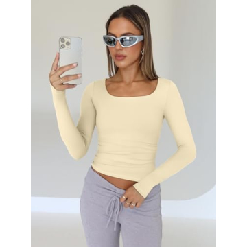 Slim Fit Long Sleeve Crop Tops for Women 2024