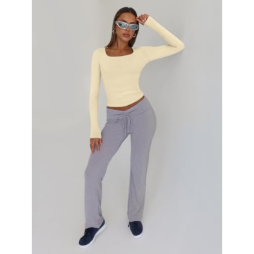 Slim Fit Long Sleeve Crop Tops for Women 2024