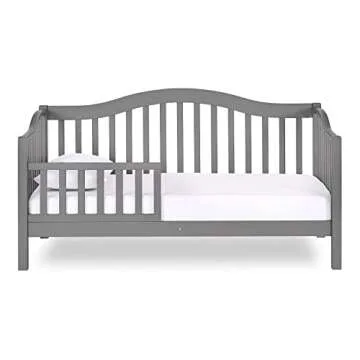 Dream On Me Austin Toddler Day Bed in Steel Grey, Greenguard Gold Certified, JPMA Certified, Non-Toxic Finishes, Low to Floor Design, Side Safety Guard Rail