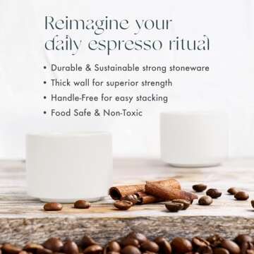 Folk Ceramics Leonard Ceramic Espresso Cups | Modern Stackable Demitasse Mugs for Espresso | Double ...