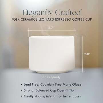 Folk Ceramics Leonard Espresso Cups - Stackable & Modern