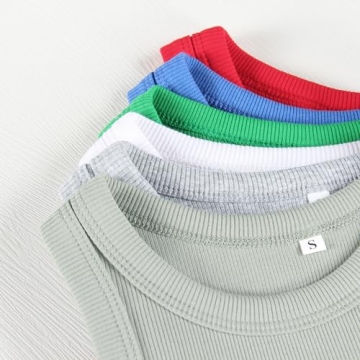 Artfish Women Rib-Knit Racerback Crop Top Summer Essential