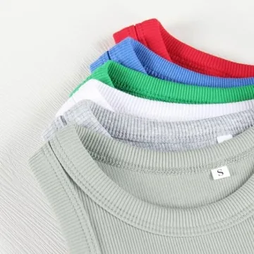 Artfish Women Rib-Knit Racerback Crop Top Summer Essential