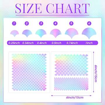 5 Pieces Mermaid Scale Stencil, Reusable Makeup Fish Scale Template Large Plastic Wall Stencil for P...