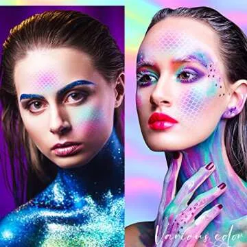 5 Pieces Mermaid Scale Stencil, Reusable Makeup Fish Scale Template Large Plastic Wall Stencil for Painting on Wall Face Body(6 x 6 Inch)