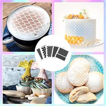 5 Pieces Mermaid Scale Stencil, Reusable Makeup Fish Scale Template Large Plastic Wall Stencil for Painting on Wall Face Body(6 x 6 Inch)