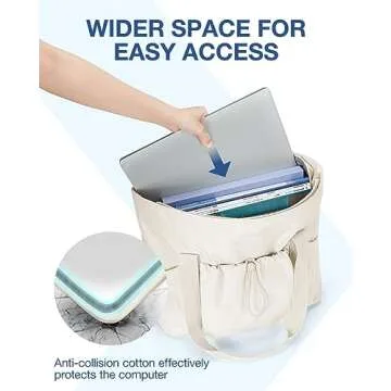 BAGSMART Women Tote Bag Large, Travel Tote Shoulder Bag with Compartment and Zipper, Top Handle Handbag for Travel, Work, Beach, Gym, Shop (Beige)