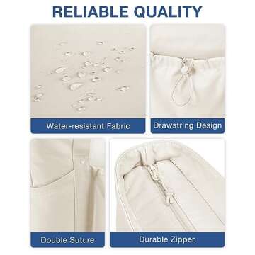 BAGSMART Women Tote Bag Large, Travel Tote Shoulder Bag with Compartment and Zipper, Top Handle Handbag for Travel, Work, Beach, Gym, Shop (Beige)