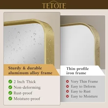 Elegant TETOTE Gold Framed Mirror, Perfect for Any Space