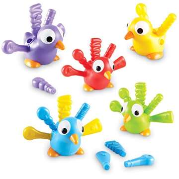 Learning Resources Fine Motor Peacock Pals - 5 Pieces, Ages 18+ months Toddler Learning Toys, Fine M...
