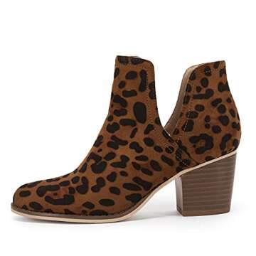 Syktkmx Womens Cutout Chelsea Ankle Boots Slip On Pointed Toe Stacked Chunky Block Heel Booties