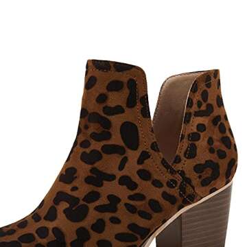 Syktkmx Womens Cutout Chelsea Ankle Boots Slip On Pointed Toe Stacked Chunky Block Heel Booties