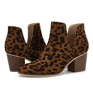 Syktkmx Womens Cutout Chelsea Ankle Boots Slip On Pointed Toe Stacked Chunky Block Heel Booties