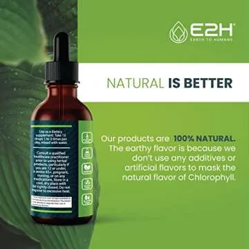E2H Chlorophyll Liquid Drops - Energy Booster, Digestion, Immune System Support and Internal Deodorant - Vegan - Gluten Free - Non-GMO - (2 Bottles)