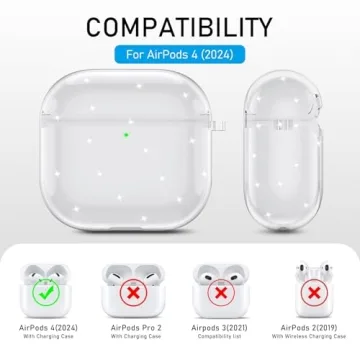 Maxjoy for Apple Airpods 4th Generation Case Cover(2024), Silicone Case with Cleaner Kit & Keychain Compatible Compatible with Airpods 4 case for Women,Men(Glitter)