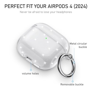 Maxjoy for Apple Airpods 4th Generation Case Cover(2024), Silicone Case with Cleaner Kit & Keychain Compatible Compatible with Airpods 4 case for Women,Men(Glitter)