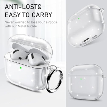 Maxjoy for Apple Airpods 4th Generation Case Cover(2024), Silicone Case with Cleaner Kit & Keychain Compatible Compatible with Airpods 4 case for Women,Men(Glitter)