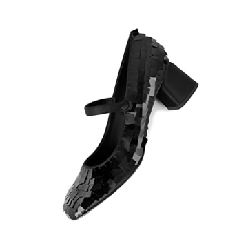 XYD Retro Sequins Mary Jane Pumps for Stylish Occasions