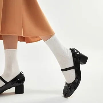 XYD Retro Sequins Mary Jane Pumps for Stylish Occasions