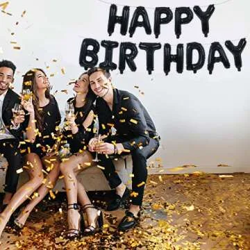 TONIFUL Black Happy Birthday Balloons Banner for Celebrations