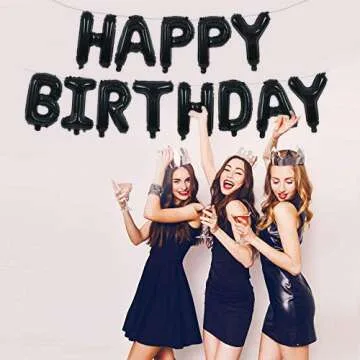 TONIFUL Black Happy Birthday Balloons Banner for Celebrations