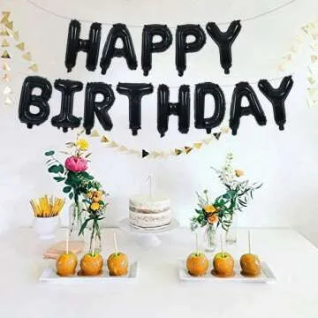 TONIFUL Black Happy Birthday Balloons Banner for Celebrations