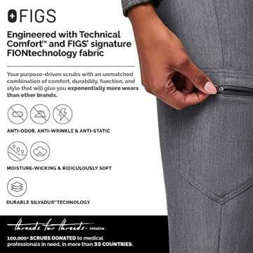 FIGS Zamora High Waisted Jogger Style Scrub Pants for Women - Graphite, Regular S